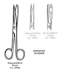 Operating Scissors- Sharp/Blunt- 4 1/2 Straight
