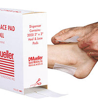 Mueller Heel & Lace Pad Dispenser, 3" x 3"x 1/6" Perf Pads, 2000 ct per box