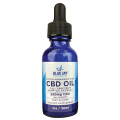 CBD Oil Pure Hemp Drops 250 mg 1 oz Blue Jay - Mint