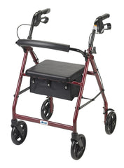 Rollator Aluminum w/Fold-Up & Remov Back Padded Seat Red