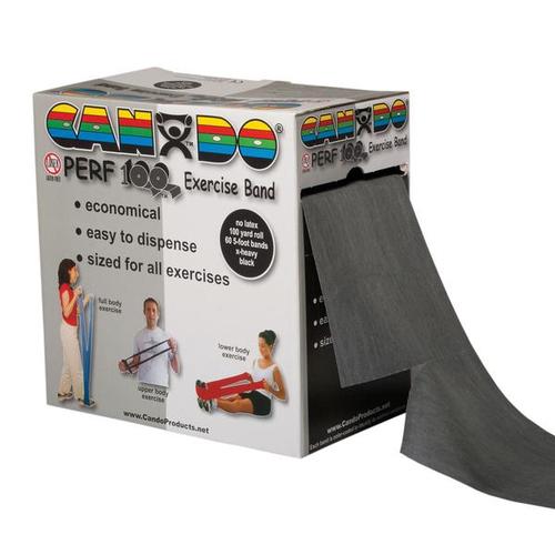 Cando Perf 100 Latex Free Exercise Bands, 100 yd X-heavy, Black | Alternative to dumbbells
