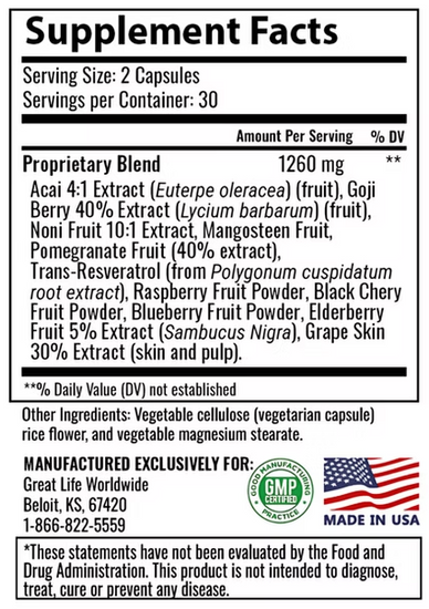 Acai Plus™ Powerful Antioxidants Fruits/Berries/Resveratrol