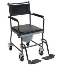 Upholstered Drop Arm Wheeled Commode