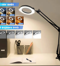 2-in-1 Desk Lamp & Clamp Light, 10X Magnifying Glass with Light and Stand