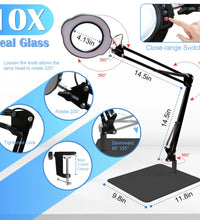 2-in-1 Desk Lamp & Clamp Light, 10X Magnifying Glass with Light and Stand