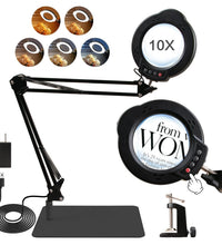2-in-1 Desk Lamp & Clamp Light, 10X Magnifying Glass with Light and Stand