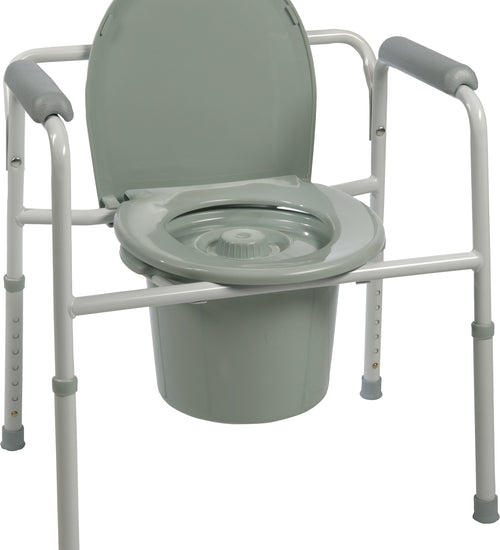 ProBasics Three-in-One Steel Commode with Plastic Armrests