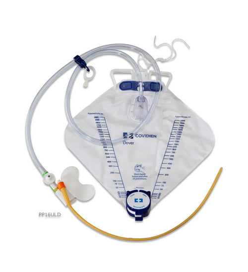 Dover™ Silicone Coated Latex Foley Tray, 16 Fr/Ch (5.3 mm), 5 mL Catheter Pre-connected Closed System with Needle Sampling