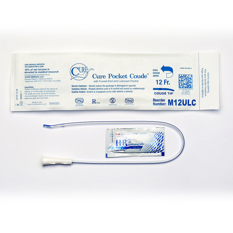 Cure Medical Pocket Catheter with Coudé Tip, Male 16"