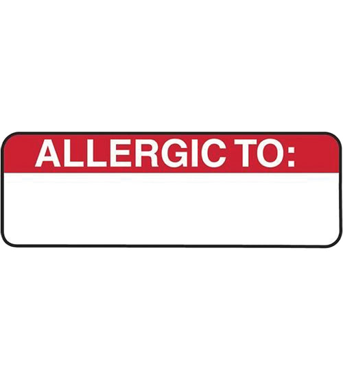 Allergy Warning Medical Labels