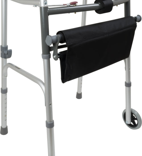 ProBasics Two-Button Folding Walker with Wheels and Roll-Up Seat