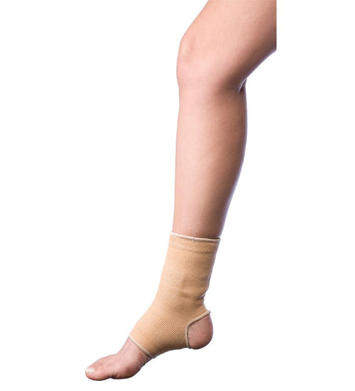Body Sport Slip On Ankle Compression Open Toe Open Heel Beige Latex Free