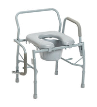 Steel Drop Arm Bedside Commode with Padded Seat & Arms