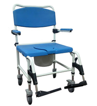 Bariatric Aluminum Rehab Shower Commode Chair with Two Rear-Locking Casters