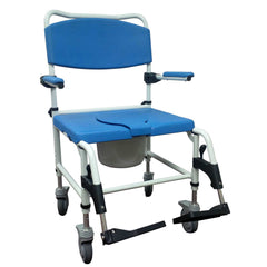 Bariatric Aluminum Rehab Shower Commode Chair with Two Rear-Locking Casters