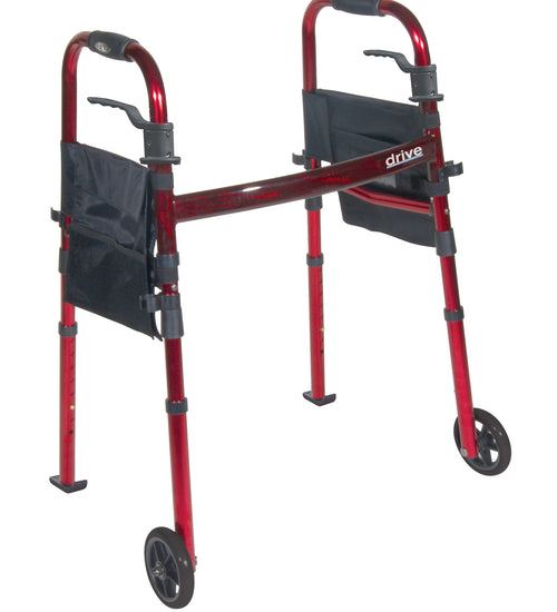 Portable Folding Travel Walker with 5" Wheels and Fold up Legs