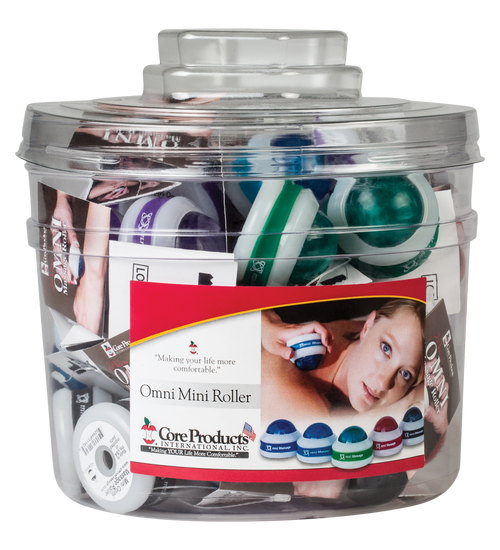 Omni® Mini Massage Roller Display White Cap Mix Colors