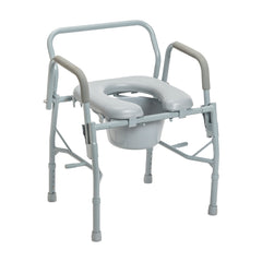 Steel Drop Arm Bedside Commode with Padded Seat & Arms